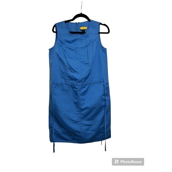 SOCA by St John Women Blue Polyester Sheath Dress Cinch Waist Ties Size Small - Picture 1 of 10